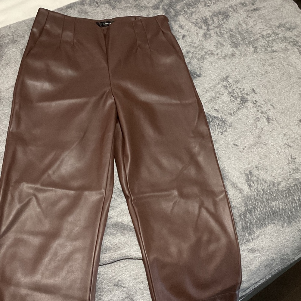 Dynamite Brown Faux Leather Pants